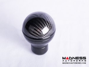 FIAT 500 Gear Shift Knob - Black Italy - Carbon Fiber Top/ Black Base and Black Side Stripe